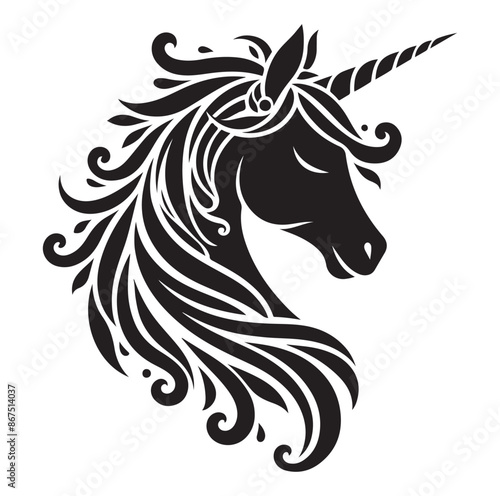 Unicorn face silhouette Vector Isolated Vector Illustration