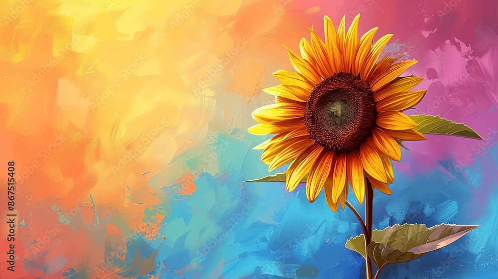 Bright yellow sunflower on a pastel background, vibrant colors, high contrast, detailed, realistic illustration Bright yellow sunflower on a pastel background, vibrant colors, high contrast, detailed, realistic illustration