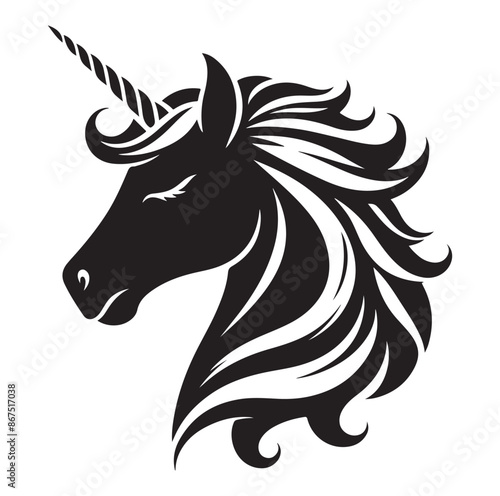 Unicorn face silhouette Vector Isolated Vector Illustration