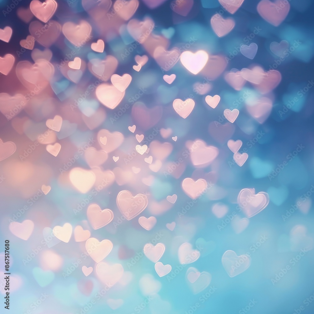 Dreamy Pink and Blue Hearts Floating in Light Dreamy Pink and Blue Hearts Floating in Light