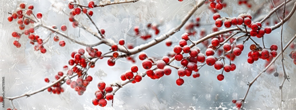 Winter Berries on Bare Branch