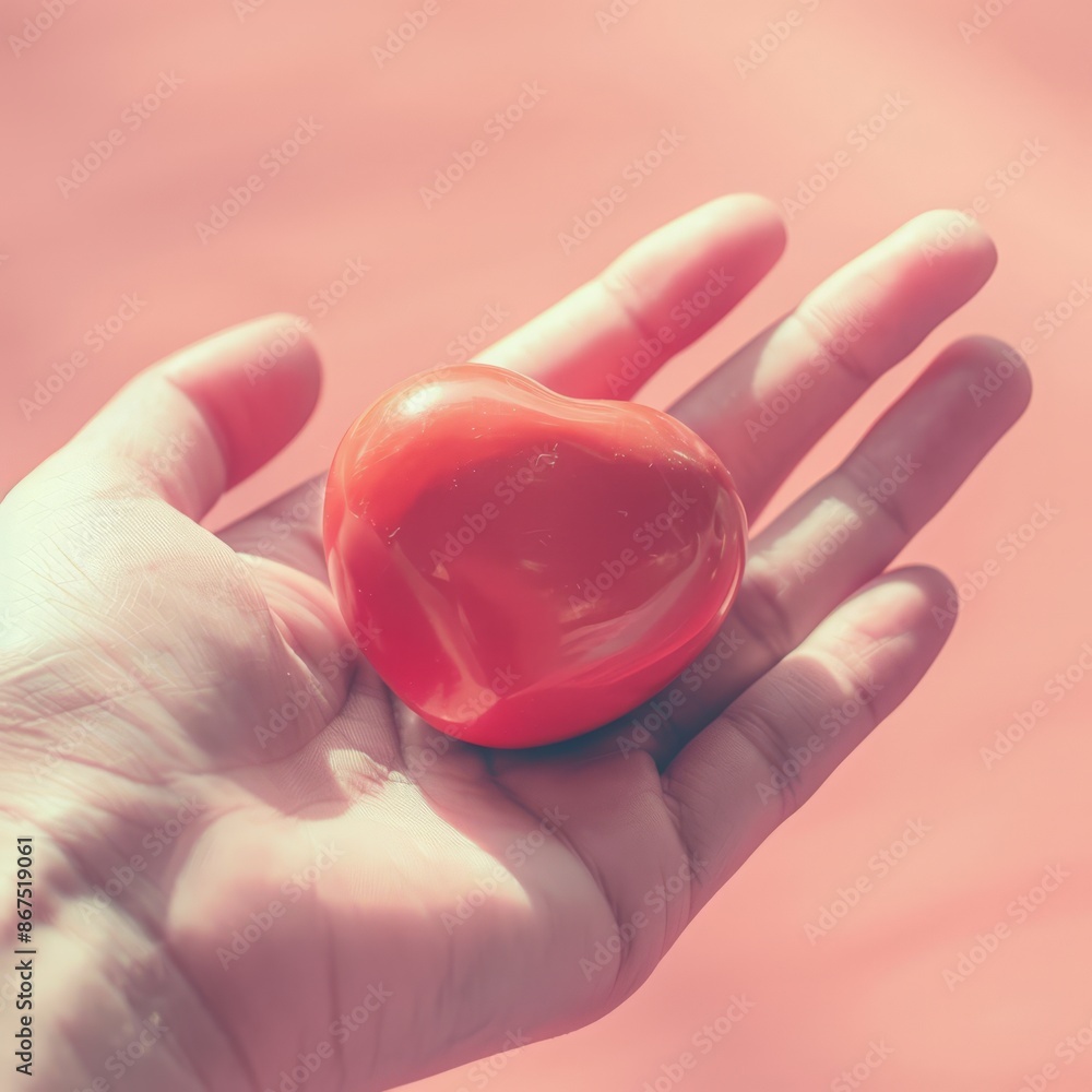Hand Holding a Glossy Red Apple Hand Holding a Glossy Red Apple
