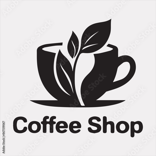 coffee shop cup logo vector Silhouette on a White Background