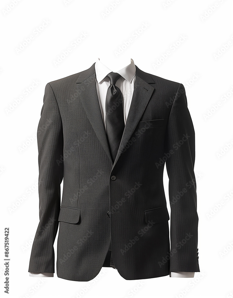 Empty business suit with shirt and tie on a white background. Apparel and fashion concept. Design for poster Empty business suit with shirt and tie on a white background. Apparel and fashion concept. Design for poster