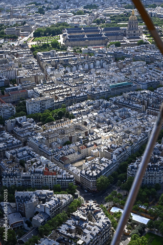 Paris skyline houses streets from above