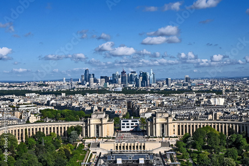Paris skyline houses streets from above