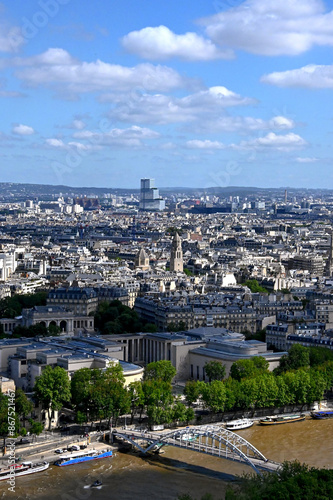 Paris skyline houses streets from above