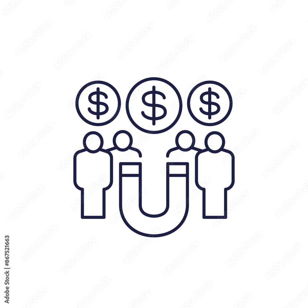 Obraz premium retention icon with users, line vector