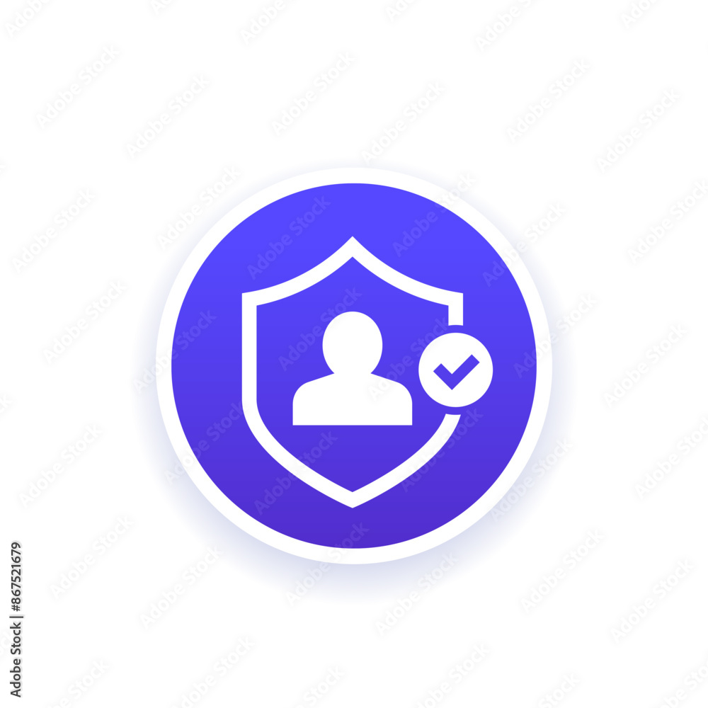 user protection icon with a shield, vector user protection icon with a shield, vector