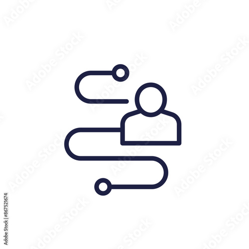 user journey line icon on white