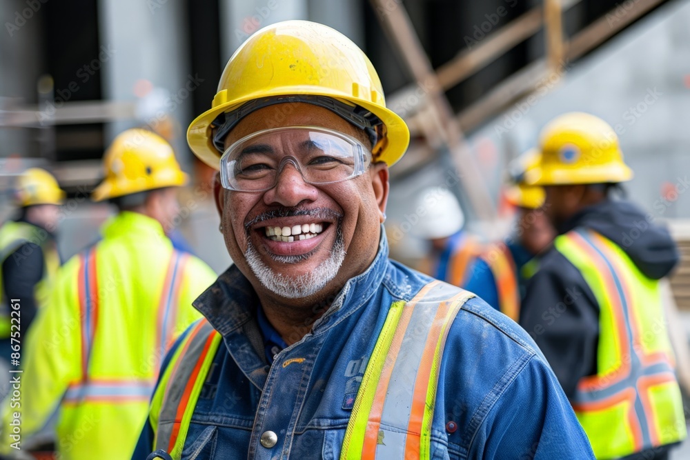 Construction Worker Smiling in Safety Gear Construction Worker Smiling in Safety Gear