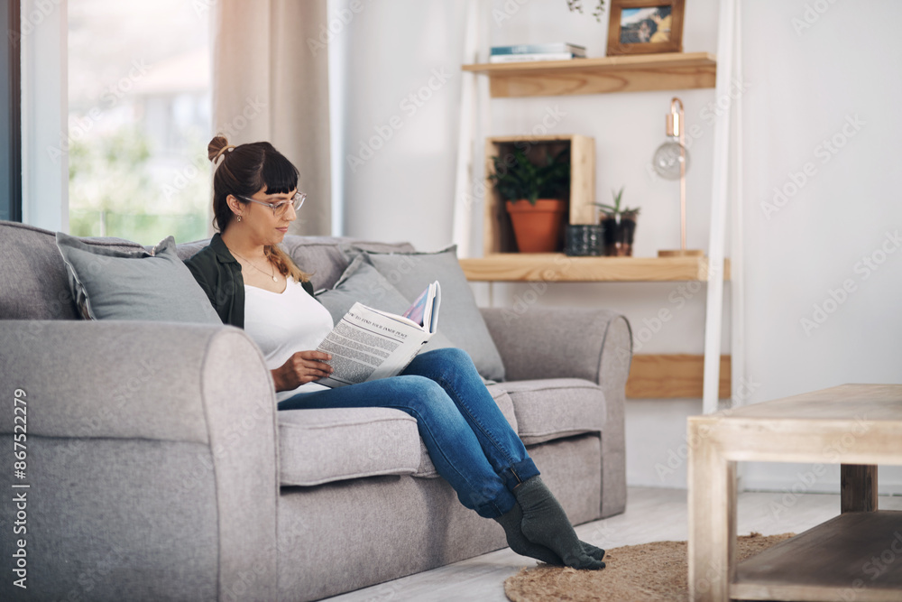 Rest, reading and woman with story on sofa in home on weekend for calm, peace and self help literature. Book, relax and person in living room with non fiction novel for psychology knowledge in house. Rest, reading and woman with story on sofa in home on weekend for calm, peace and self help literature. Book, relax and person in living room with non fiction novel for psychology knowledge in house.
