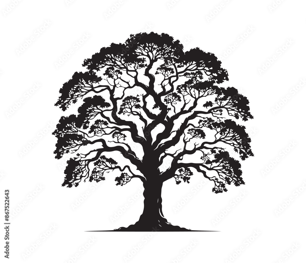 Fototapeta premium tree and christmas tree vector art graphic resources silhourtte vector style, white background