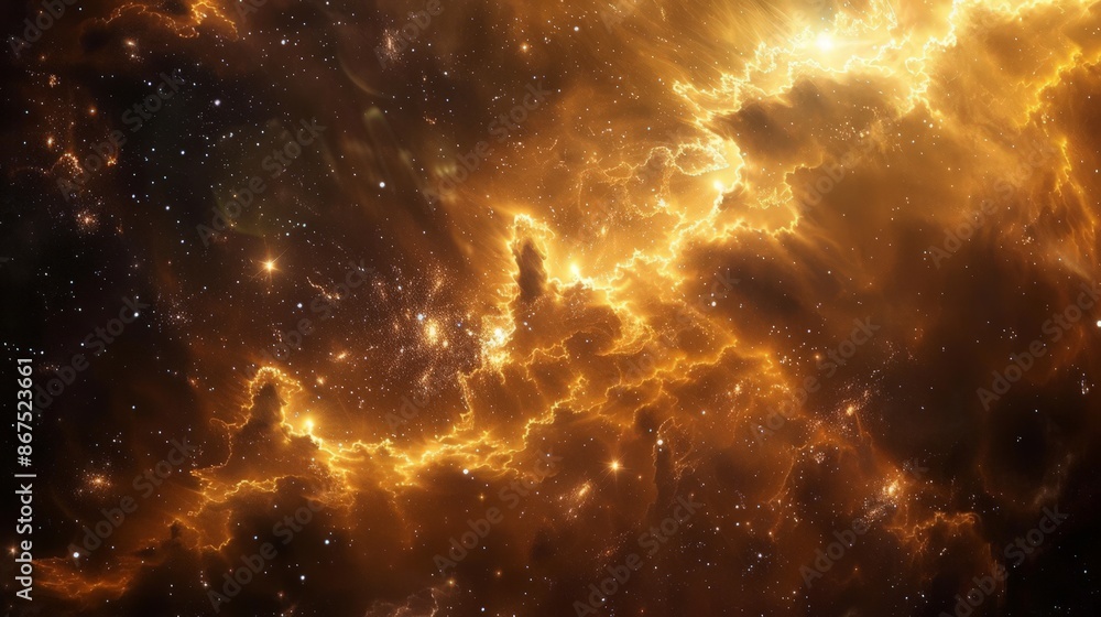 Naklejka premium The formation of stars, from dense molecular clouds collapsing under gravity, highlights the dynamic and ever-changing nature of space.