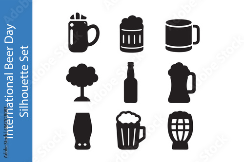 International Beer Day Icon Set