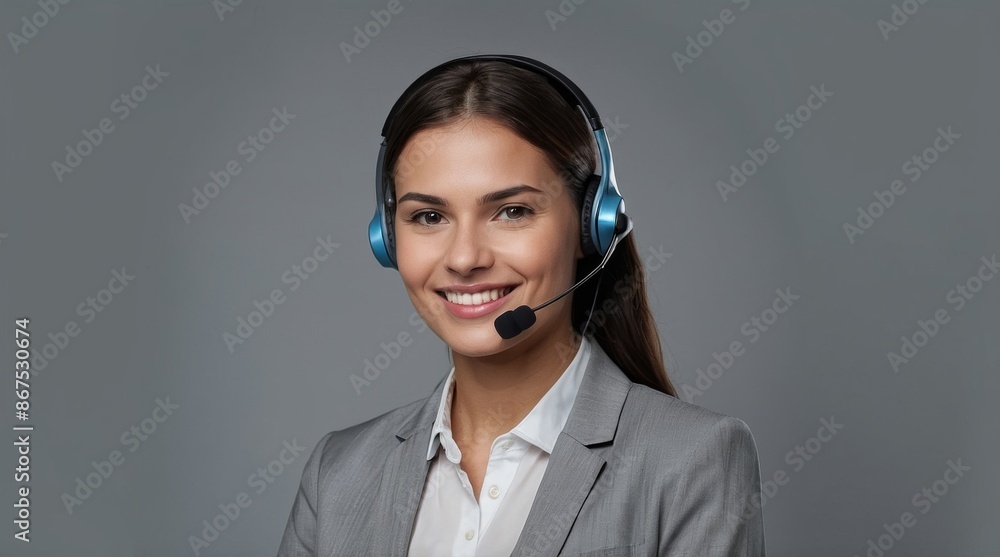 Call center Smiling female support phone operator Call center Smiling female support phone operator