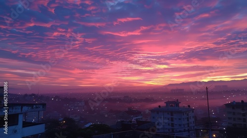 The sky at dawn, painted with soft hues of pink and orange, heralds the beginning of a new day, filling the world with a sense of calm and renewal.