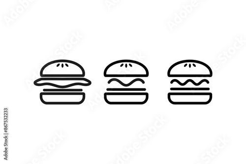 burger icon line art vector set