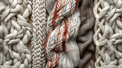 Design a fabric texture background with woven patterns and soft, muted colors. photo