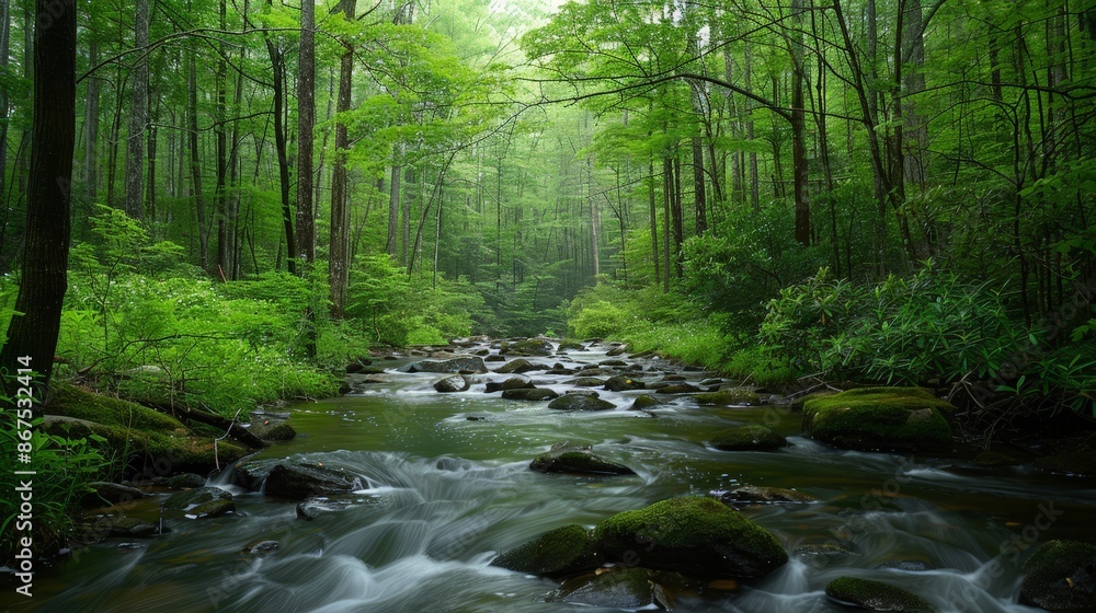 The sound of a babbling brook winding through a forest provides a peaceful backdrop, inviting quiet reflection and a connection with nature. The sound of a babbling brook winding through a forest provides a peaceful backdrop, inviting quiet reflection and a connection with nature.