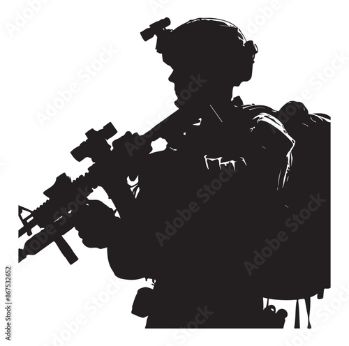 Soldier silhouettes Army man in various action vector isolated on white background