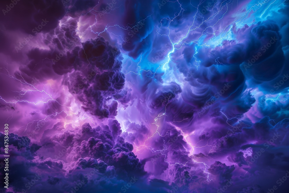 Electrifying Storm Clouds with Purple and Blue Lightning Electrifying Storm Clouds with Purple and Blue Lightning