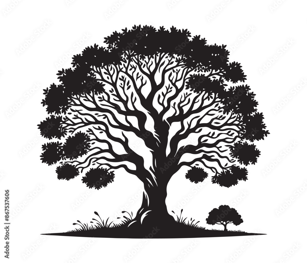 Fototapeta premium tree and christmas tree vector art graphic resources silhourtte vector style, white background