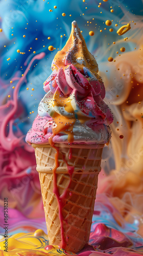 Summer scoops with a twist, swirling vortexes, queercore, mesmerizing colorscapes photo