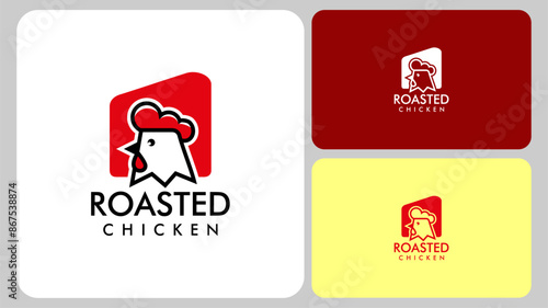 Roasted chicken steak restaurant logo design inspiration template
