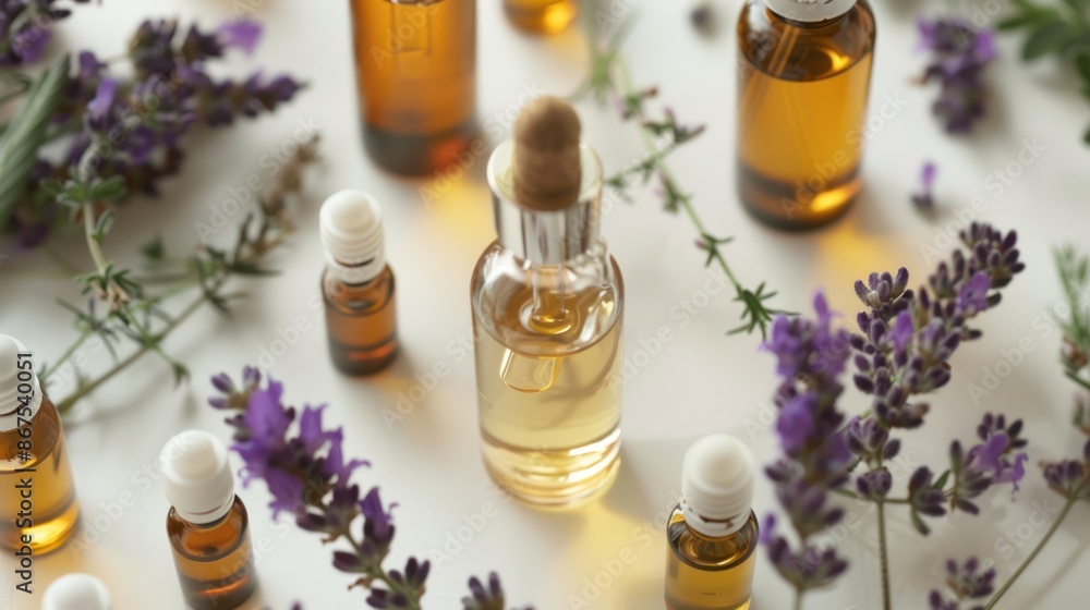 Lavender Essential Oils with Flowers