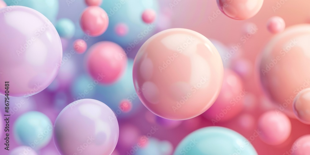 An artwork features vibrant 3D spheres on a blurred pastel gradient, creating a modern dreamy aesthetic An artwork features vibrant 3D spheres on a blurred pastel gradient, creating a modern dreamy aesthetic