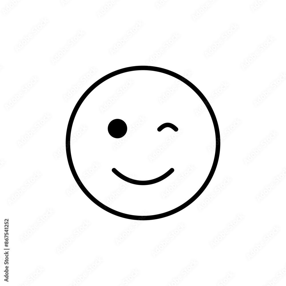 Fototapeta premium Smile Wink Icon Set Emoticon Illustrations for Communication and Social Media