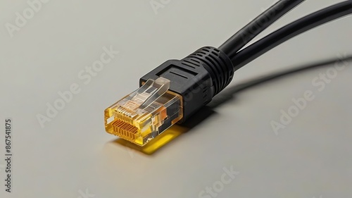 Network and ethernet cable. RJ45 Modular plugs for solid Cat5, Cat5e Ethernet Cable connecter. RJ45 UTP Patch cable. CAT6 Cable. RJ45 Female. photo