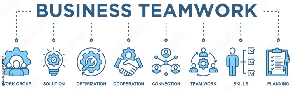 Business teamwork banner web icon vector illustration concept with icon 