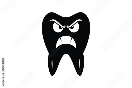 Angry teeth silhouette vector with white background
