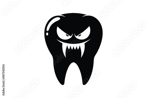 Angry teeth silhouette vector with white background