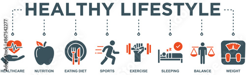 Healthy lifestyle banner web icon vector illustration concept with icon
