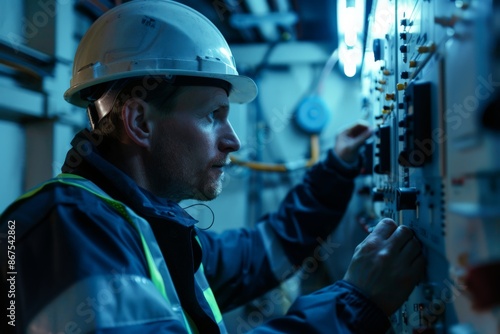 Electrical Worker Operating Control Panel