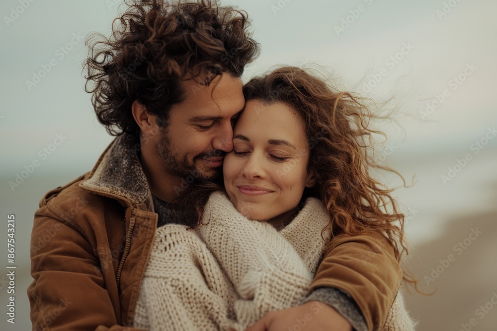 Embracing Love: Couple Snuggling in a Soft Light Embracing Love: Couple Snuggling in a Soft Light