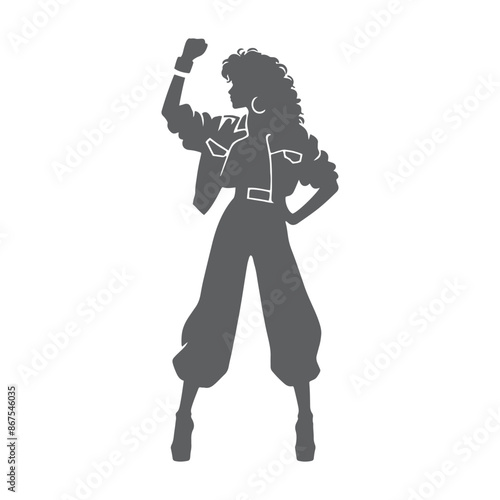 Soul Party Time. Dancers of soul silhouette funk or disco. People in 1980s, eighties style clothes dancing disco, funk, soul and disco music - 60s, 70s style