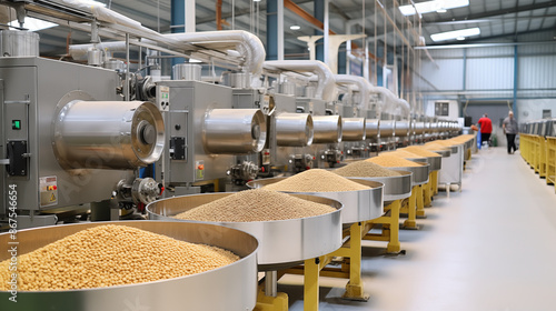 Factory of dog and cat feed dry food production pelleted animal feed, Modern Pet food industry.
