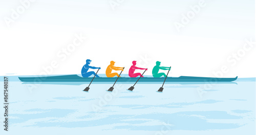 Attractive editable vector rowers in action design great for your design resources print and other	