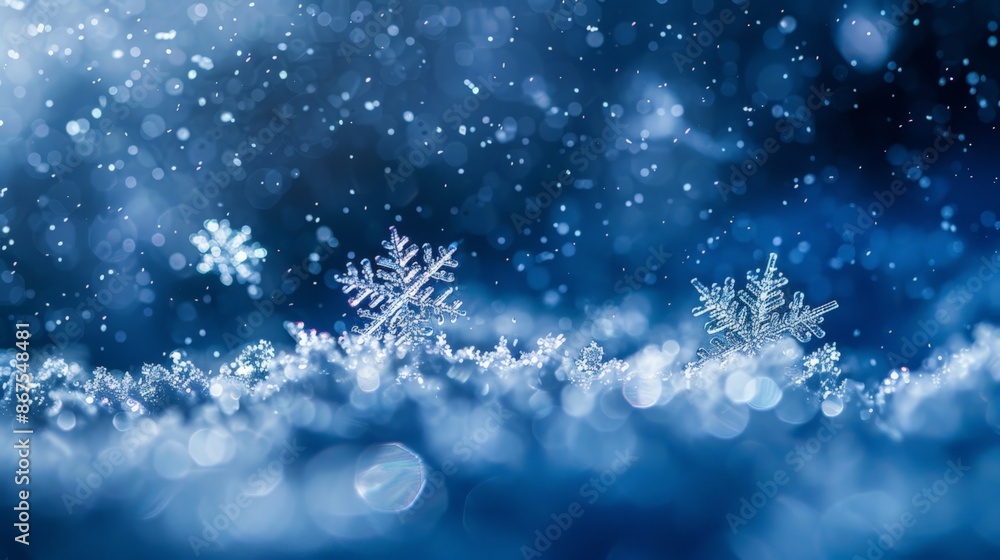 Snowflakes in Motion: Close-up of Snowflakes Falling in a Blurred Snowstorm Snowflakes in Motion: Close-up of Snowflakes Falling in a Blurred Snowstorm