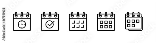 Calendar icon set, Calender symbol, calendar vector icon, on white background.