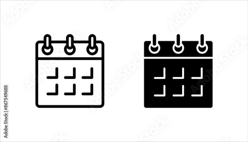 Calendar icon set, Calender symbol, calendar vector icon, on white background.