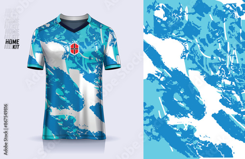 Pattern design, illustration, textile background for sports t-shirt, football jersey shirt mockup for football club. consistent front view
