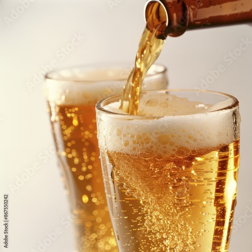 Wallpaper Mural Golden Beer Pouring into Glasses Torontodigital.ca