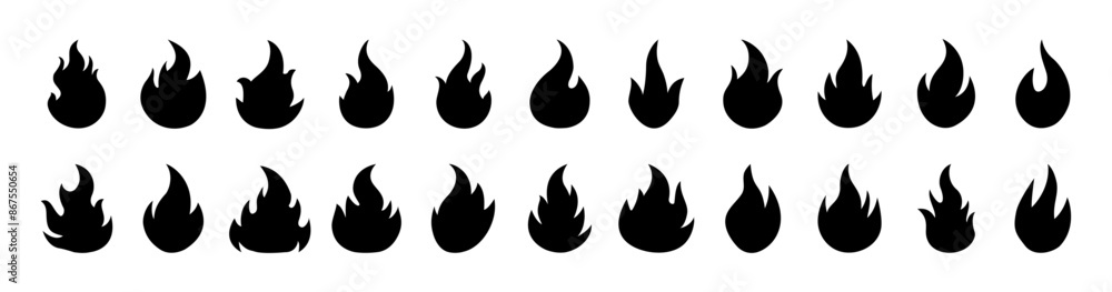 Silhouette Fire Icons Collection. Fire Flame Symbol Flat Style Vector Illustration. Campfire Bonfire Danger Heat Warm Sign Design Element. Fire Icon Set Silhouette Fire Icons Collection. Fire Flame Symbol Flat Style Vector Illustration. Campfire Bonfire Danger Heat Warm Sign Design Element. Fire Icon Set