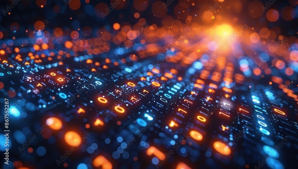 Digital Matrix with Glowing Binary Code Digital Matrix with Glowing Binary Code