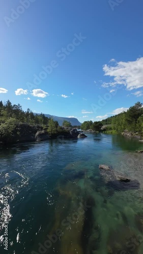river in the Norwegian mountains on a sunny day